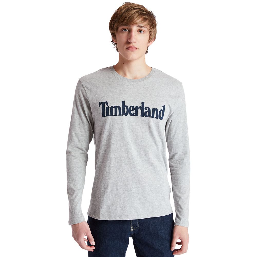 Tricouri Timberland Barbati Gri - Long-Sleeve Classic Logo - Romania - HRSYMV670